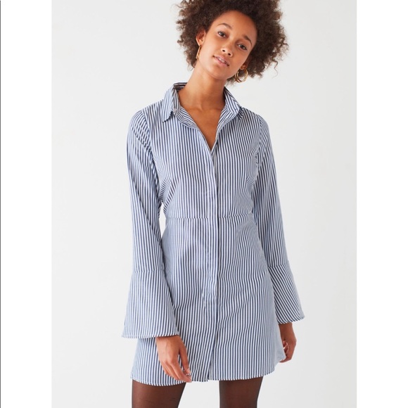 UO Kimchi Blue Striped Bell Sleeve Dress - Picture 1 of 3